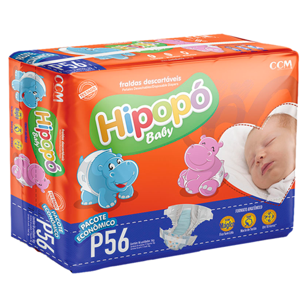 Fralda Hipopo Economica P 56 Unidades
