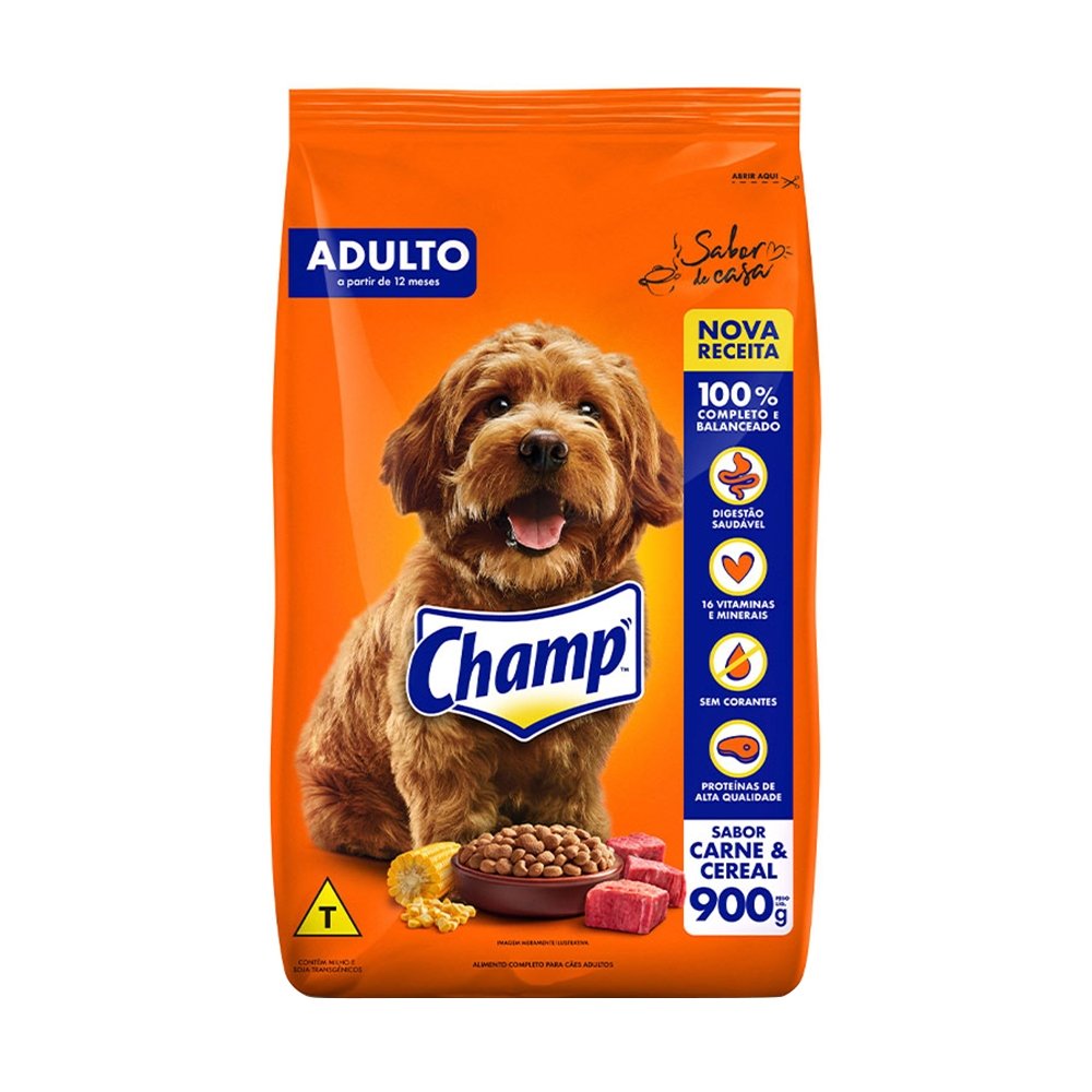 Ração Champ Adulto Carne/Cereal 900g