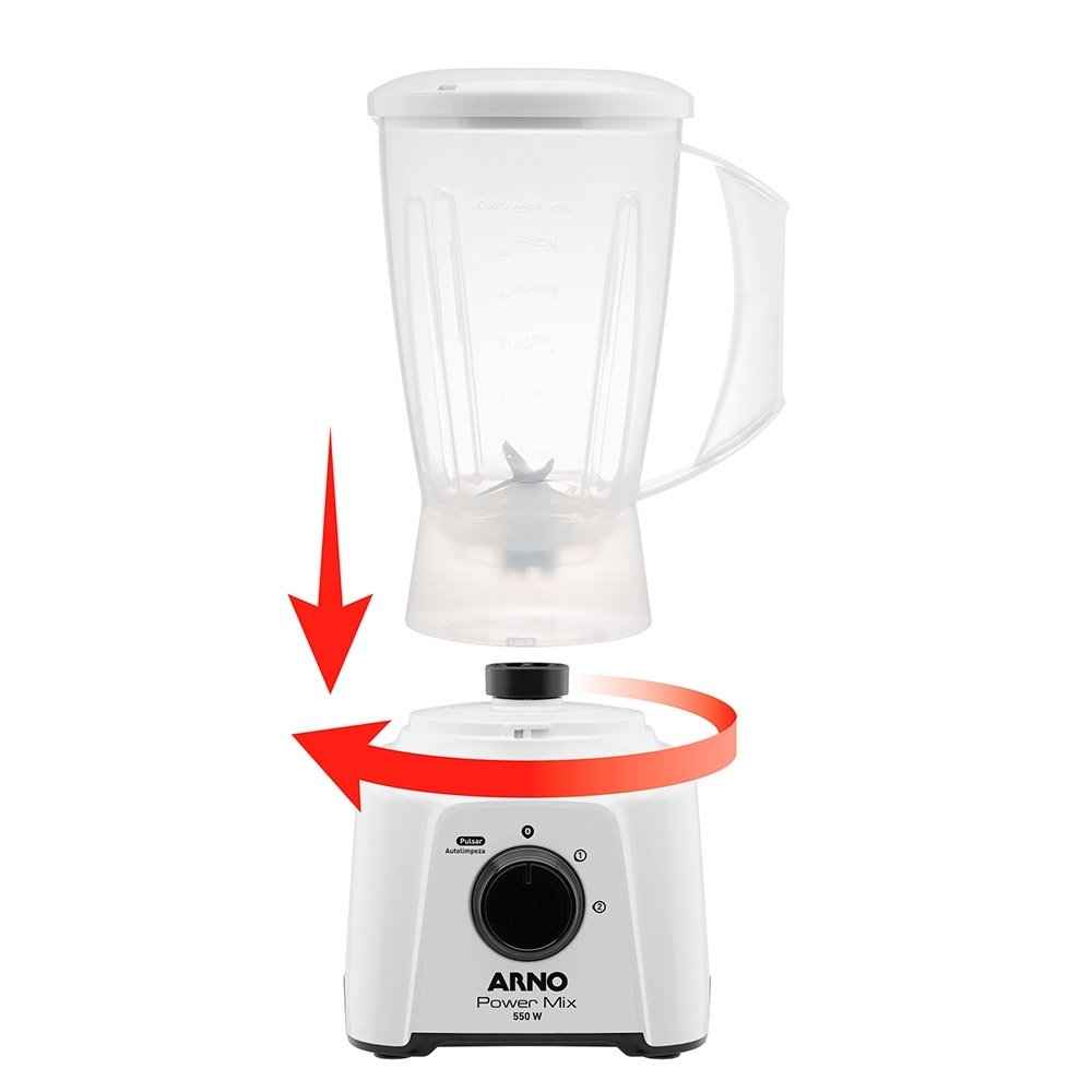 Liquidificador Arno LQ12 Power Mix - Copo de Plástico 2 Velocidades + Pulsar 550W Branco 110V