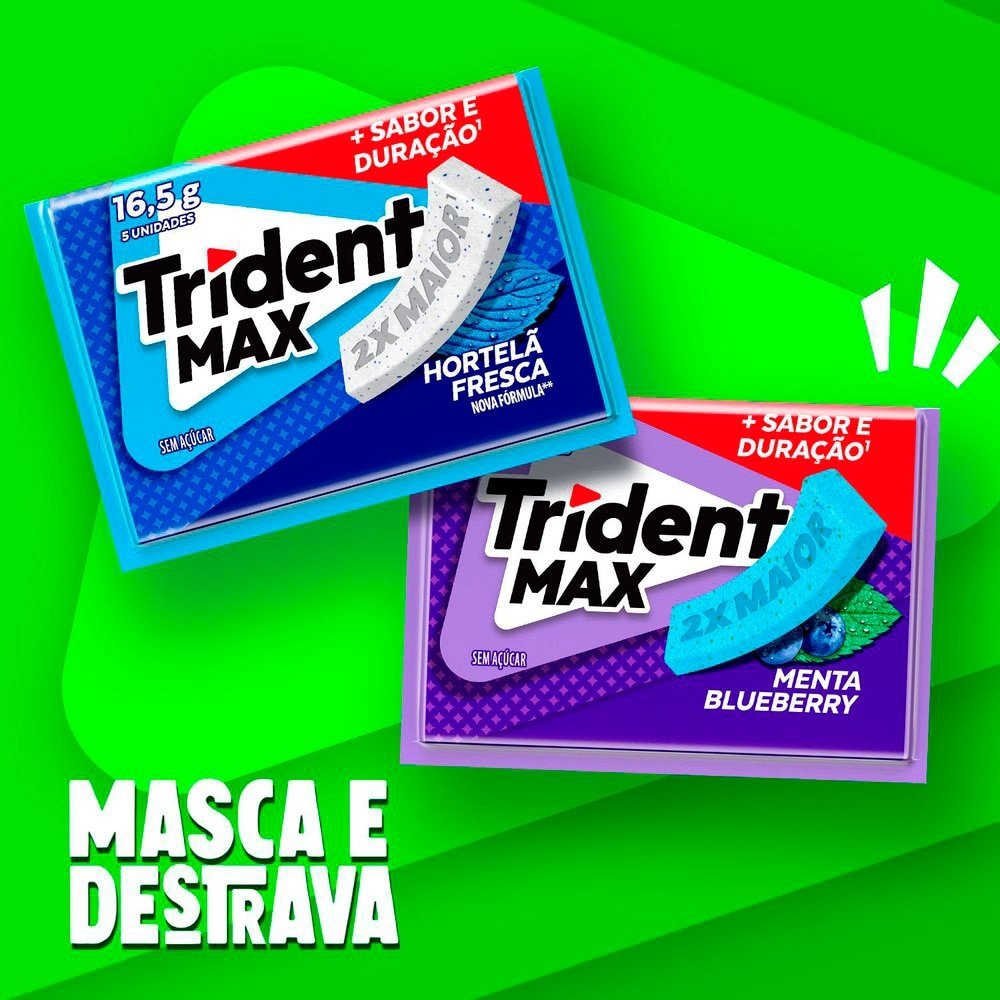 Chiclete Trident Max Menta Blueberry sem Açúcar 16,5g - Caixa com 14 unidades