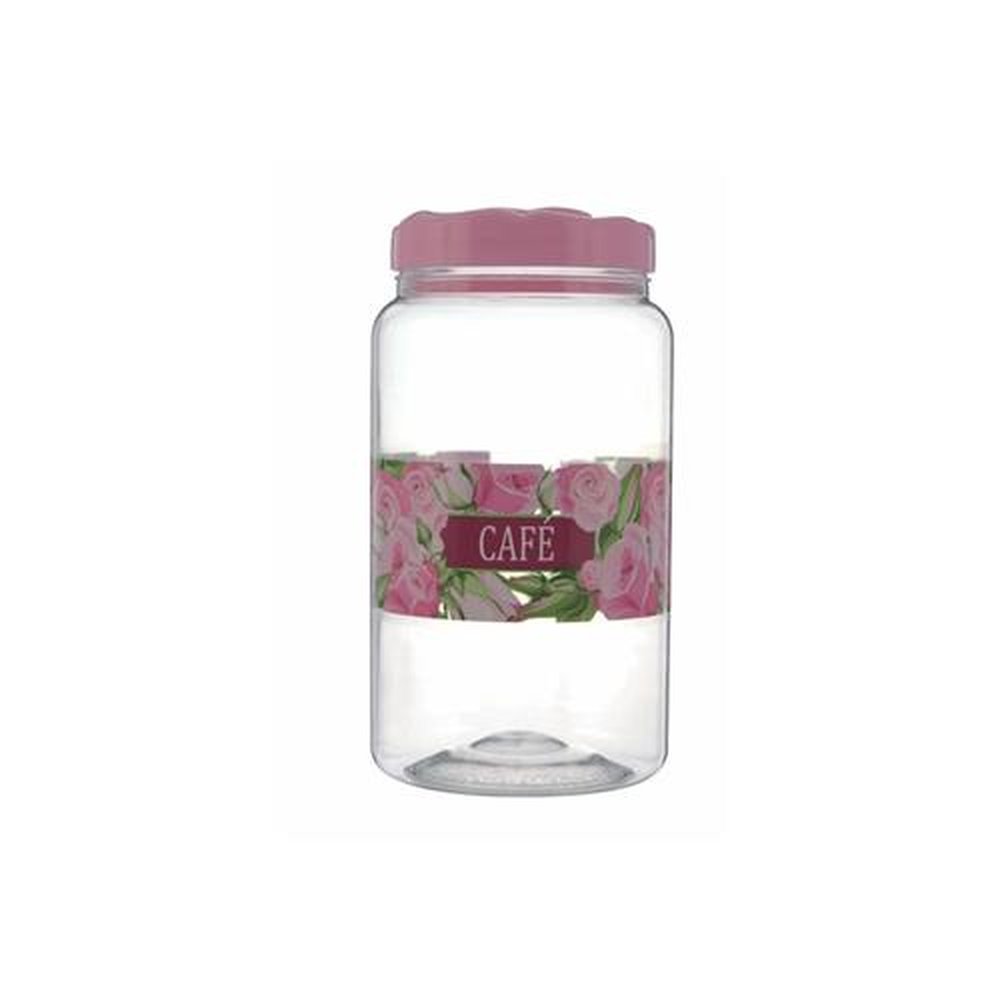 Pote Plástico 1,45L Redondo Decorado Rosas Café Bandeirante