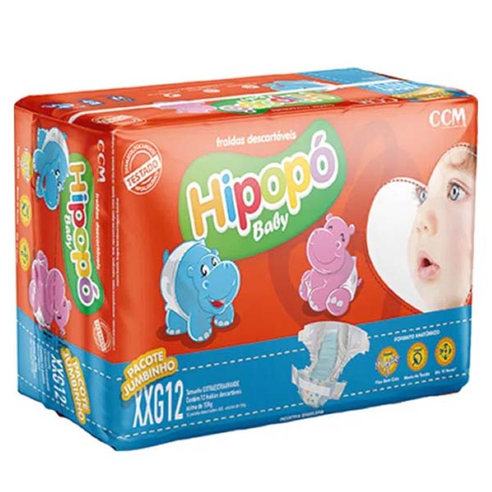 Fralda Hipopo Jumbinho XXG 12 Unidades
