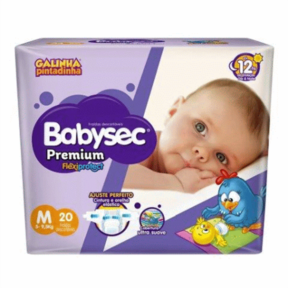 Fralda Babysec Galinha Pintadinha Premium Jumbinho M Com 18 Unidades
