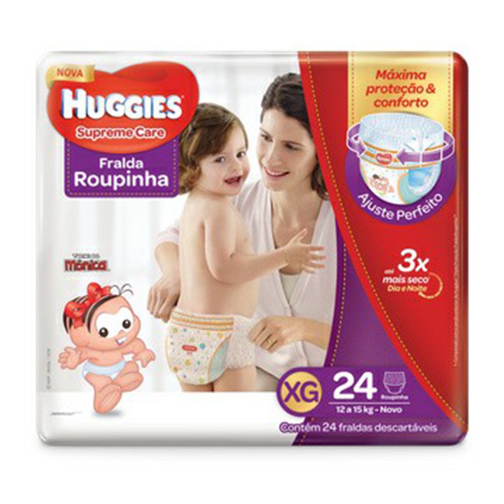 Fralda Huggies Supremecare Roupinha Mega Xg Com 24 Unidades