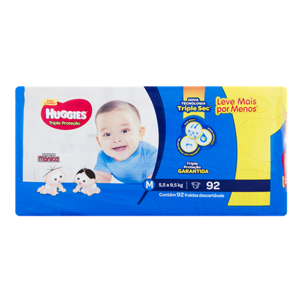 Fralda Huggies Tripla Protec?o Hiper M 92 Unidades