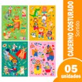 Caderno Costurado Tilibra Universitário Capa Dura Sapeca 96 Folhas - Embalagem com 5 Unidades (Sortidos)