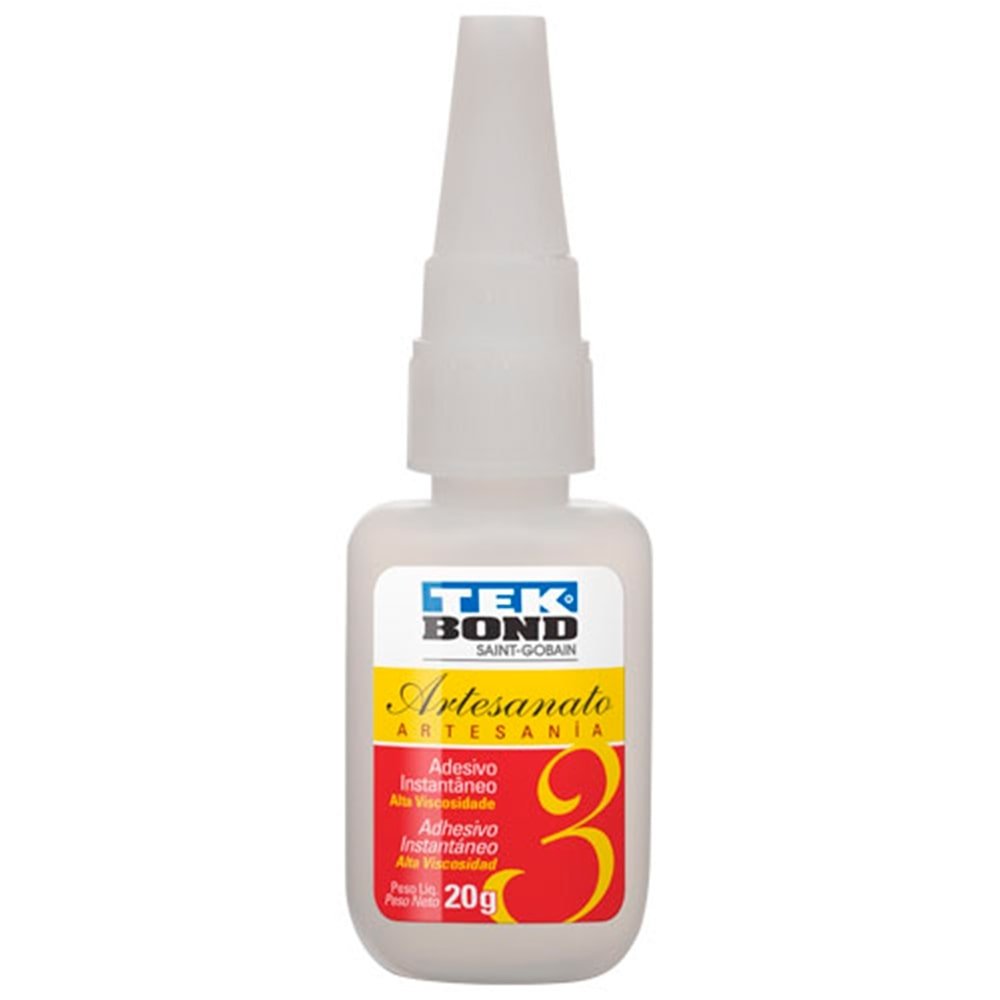 Cola Tekbond Artesanato Nº3 Instantânea 20g - Embalagem com 10 Unidades