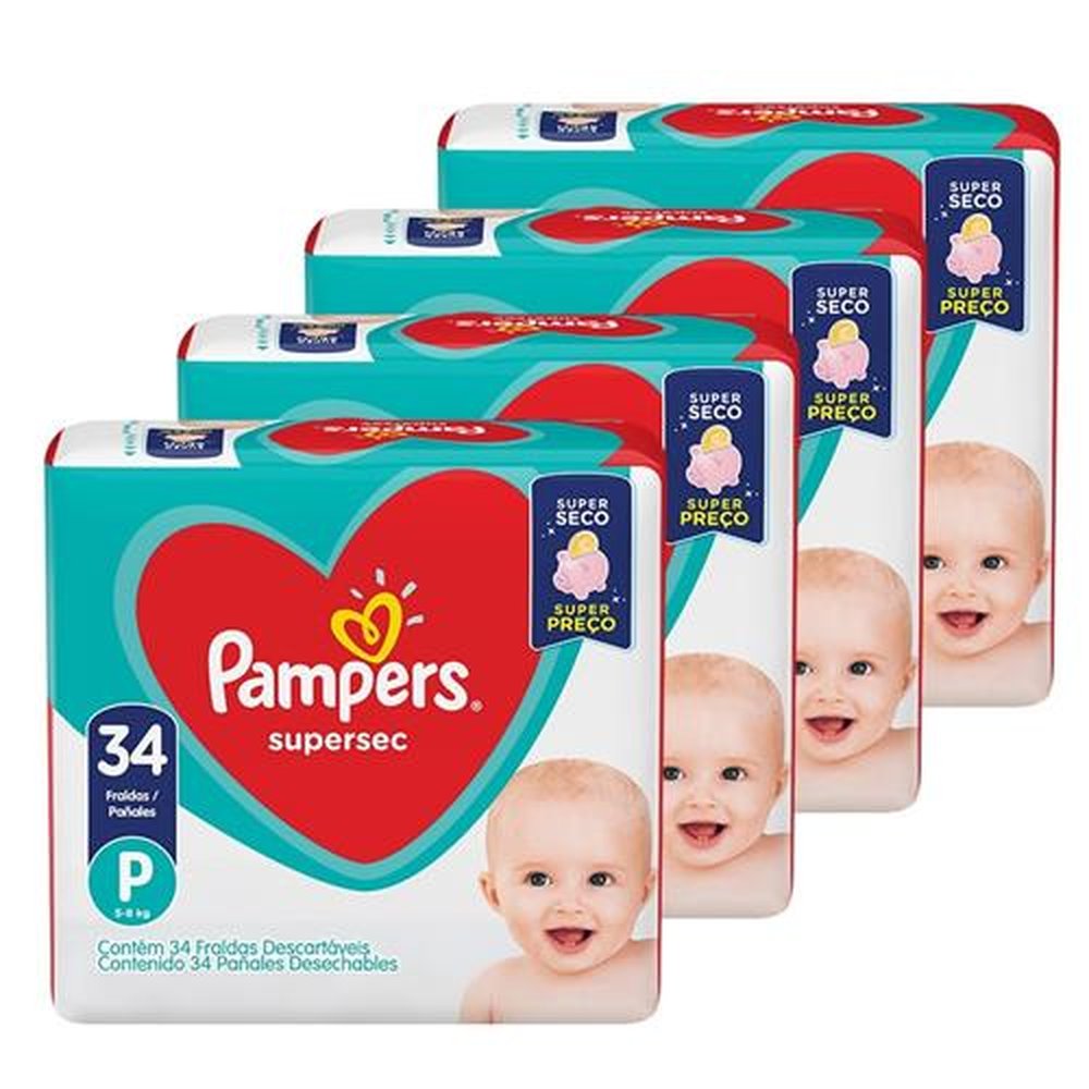 Fralda Descartavel Economica Pampers Supersec P Pacote Com 34 Fraldas