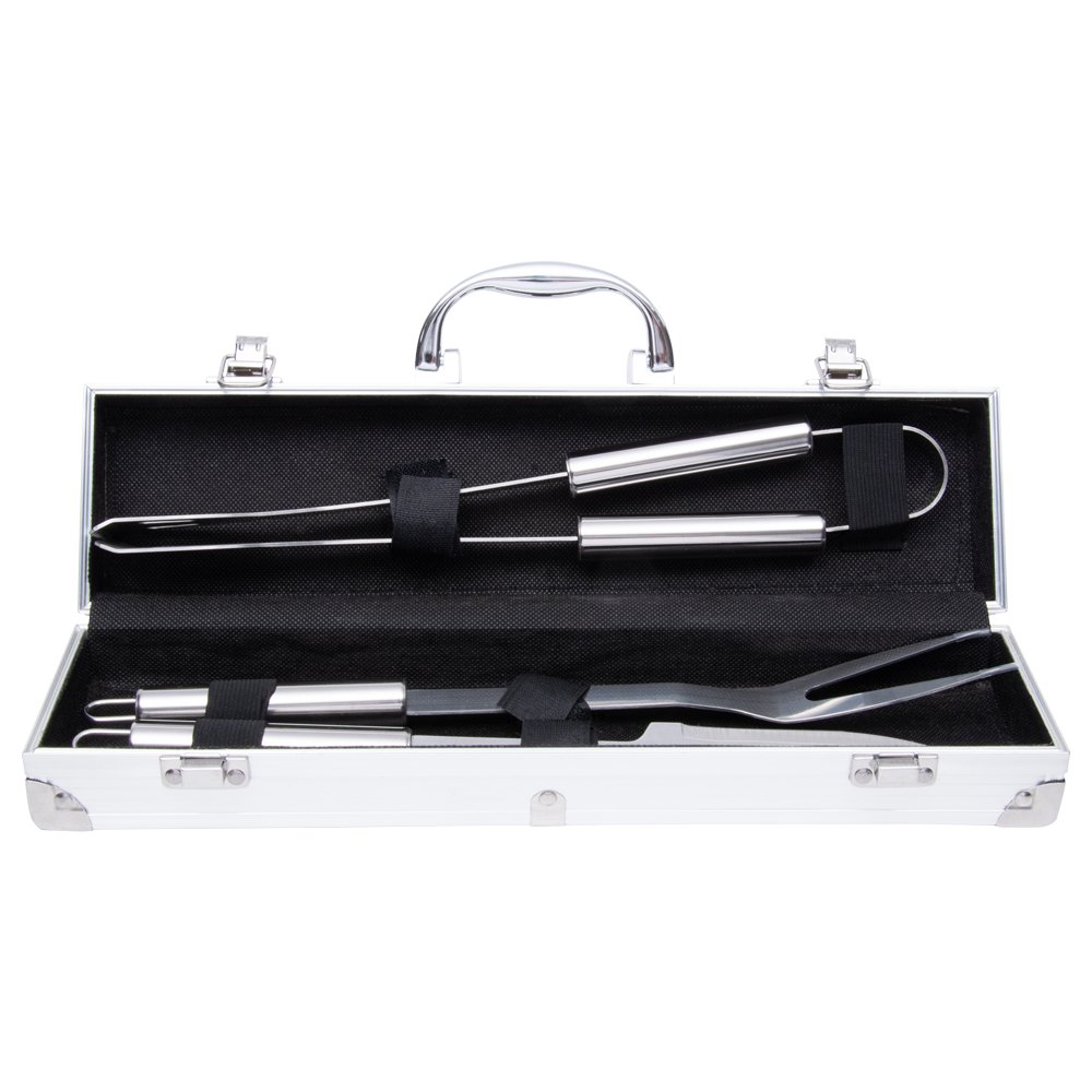 Jogo Para Churrasco 3 Peças Com Maleta, Fabricados em Inox Mimo Style