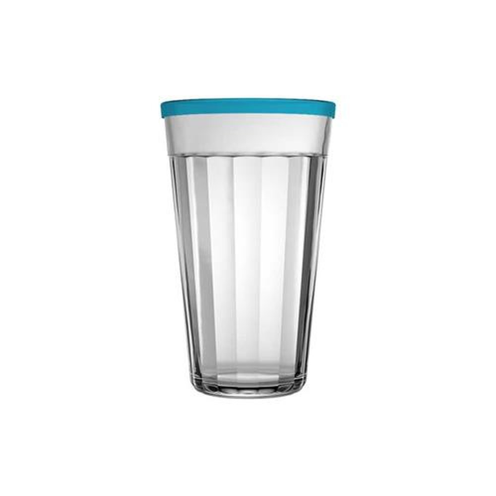 Copo 450mL Vidro Incolor Long Drink com Tampa Plástica Cores Sortidas Americano
