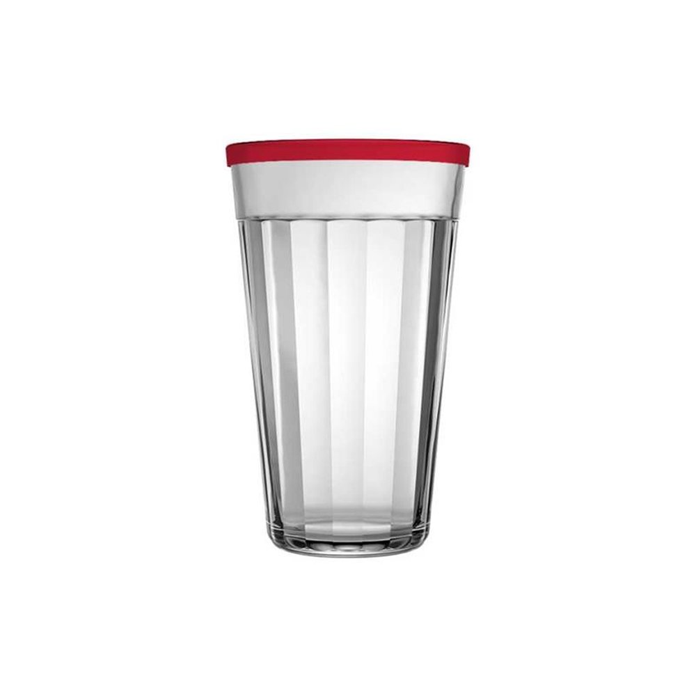 Copo 450mL Vidro Incolor Long Drink com Tampa Plástica Cores Sortidas Americano