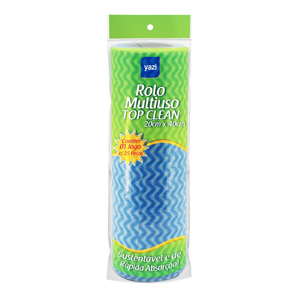 Rolo Pano Multiuso Top Clean 20x40cm - Embalagem Contendo 25 Unidades