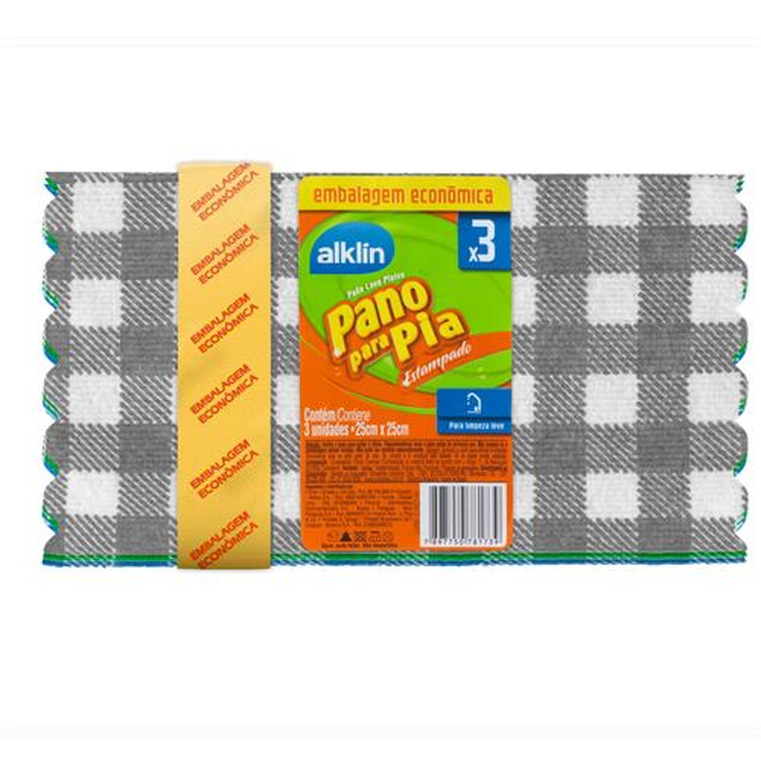Pano De Pia Estampado 25X25 Com 3 Unidades Sortido - Marca Alklin