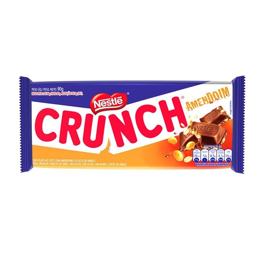 Chocolate Nestlé Crunch Amendoim 90g - Embalagem com 14 Unidades