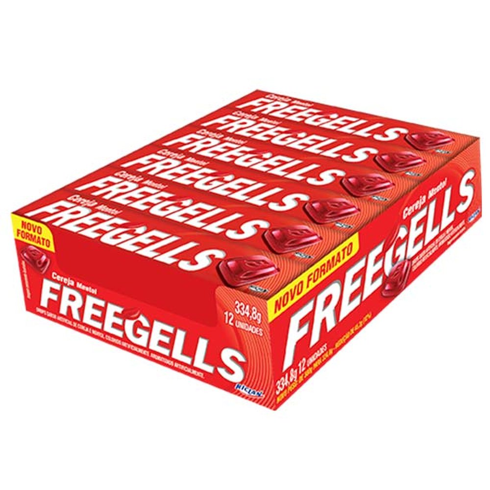 Drops Freegells Display Com 12 Unidades Sabor Cereja Riclan