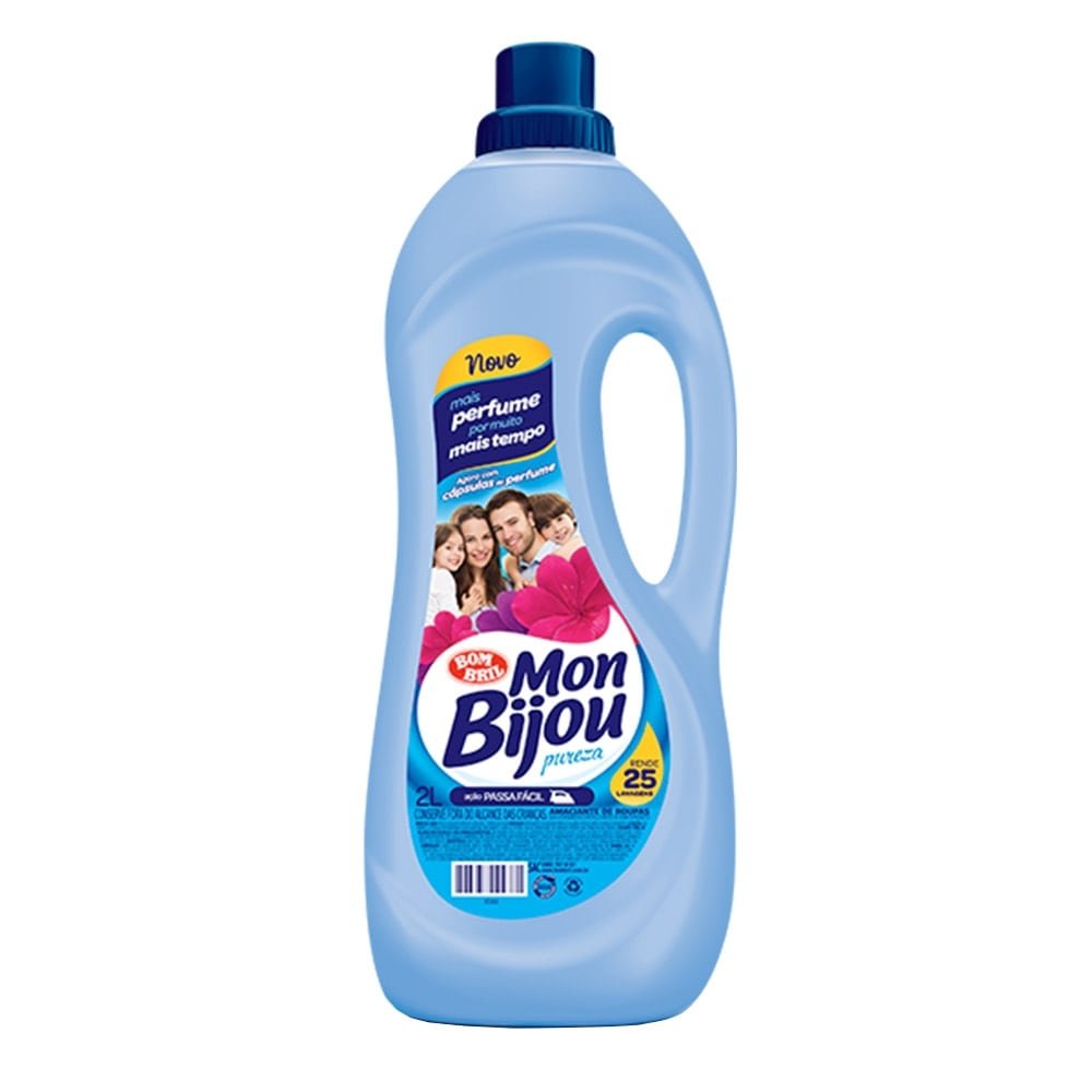 Amaciante Mon Bijou Passa Fácil Pureza Azul 2 Litros - Embalagem com 6 Unidades