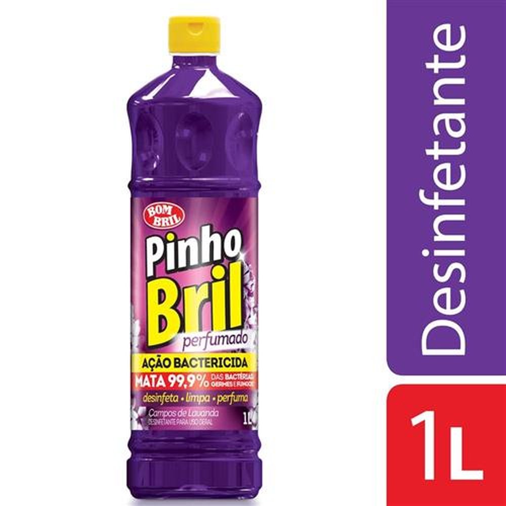Desinfetante Pinho Bril Campos de Lavanda 1L - Embalagem com 12 Unidades