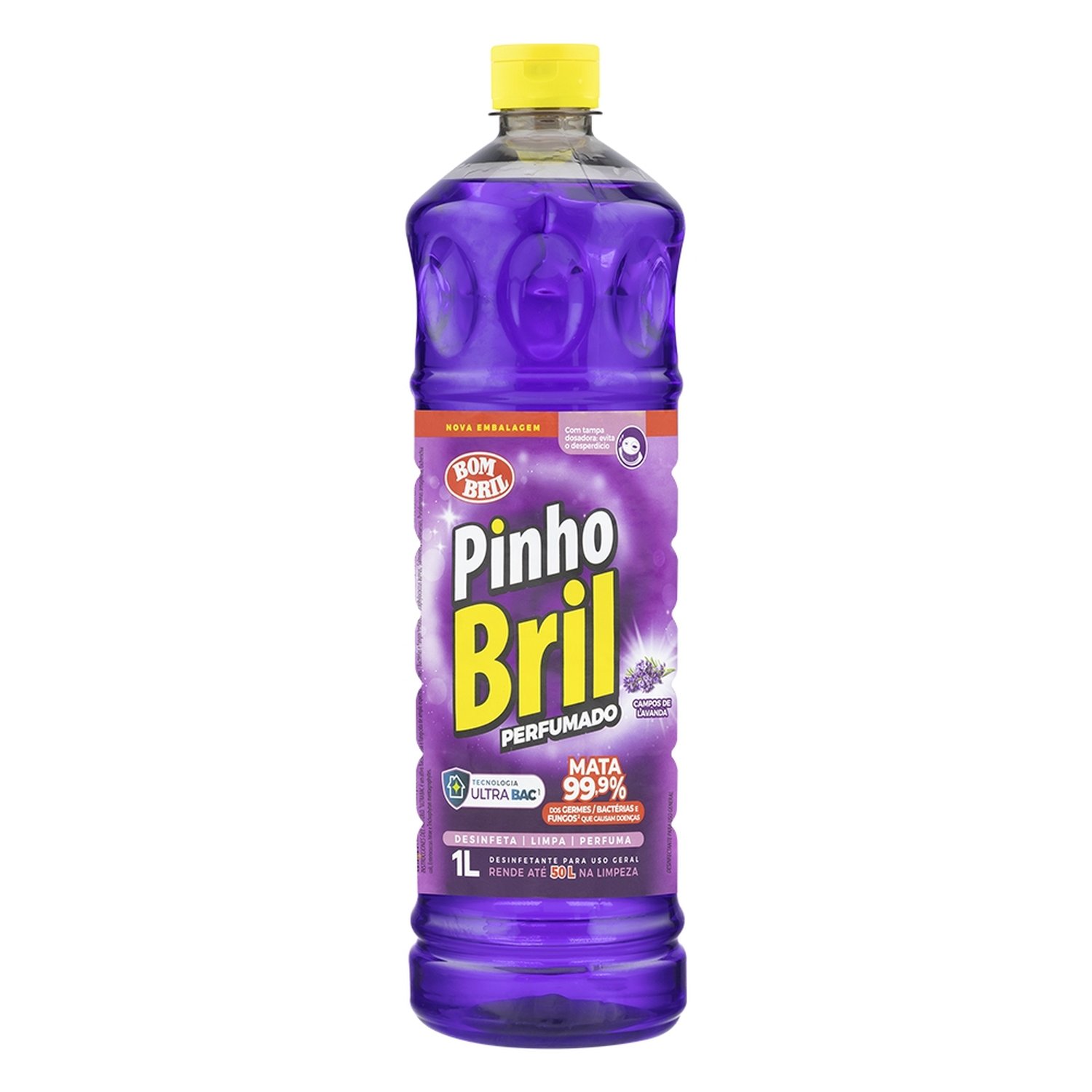 Desinfetante Pinho Bril Campos de Lavanda 1L - Embalagem com 12 Unidades