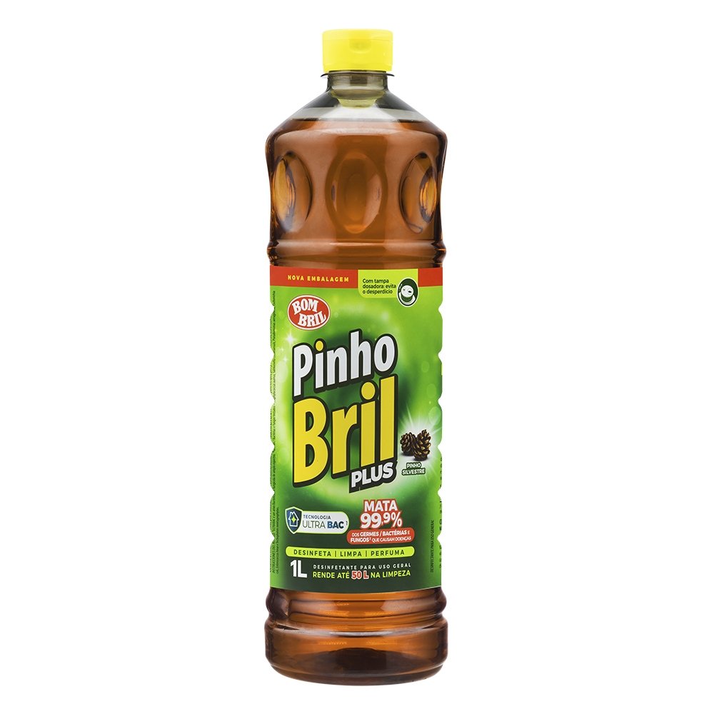 Desinfetante Pinho Bril Plus Silvestre 1L - Embalagem com 12 Unidades