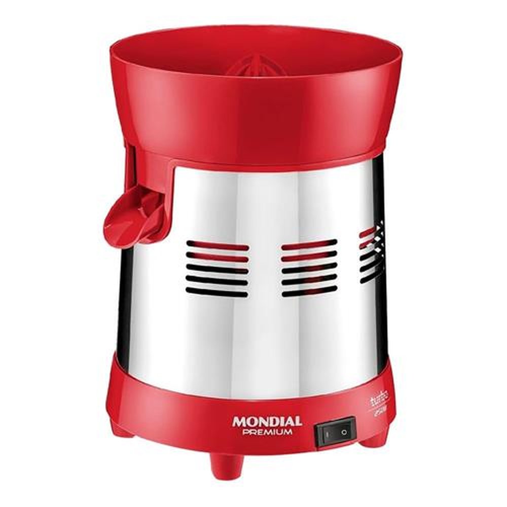 Extrator de Frutas Mondial E24 Turbo Premium, 250W, 1,25 Litros, Vermelho/Inox, Bivolt