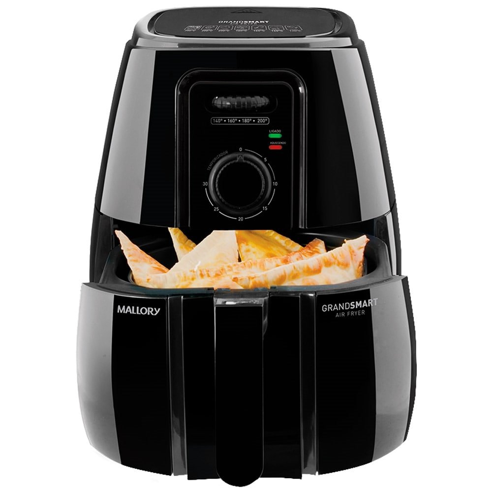 Fritadeira Sem Óleo Mallory Air Fryer, GrandSmart, 4 Litros, 1200W, Preta, 220V
