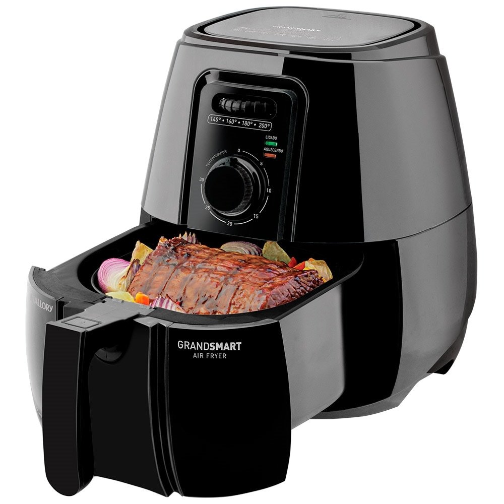 Fritadeira Sem Óleo Mallory Air Fryer, GrandSmart, 4 Litros, 1200W, Preta, 220V