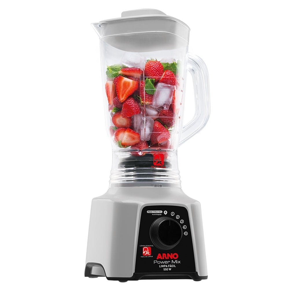 Liquidificador Arno LQ31 Power Mix | Limpa Fácil, Copo Cristal e 5 Velocidades + Pulsar, 550W, Cinza, 220V