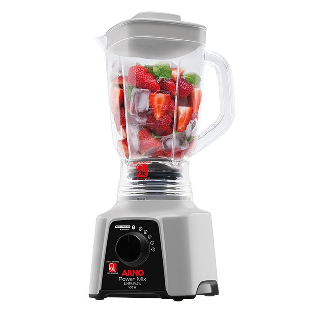 Liquidificador Arno LQ31 Power Mix | Limpa Fácil, Copo Cristal e 5 Velocidades + Pulsar, 550W, Cinza, 220V