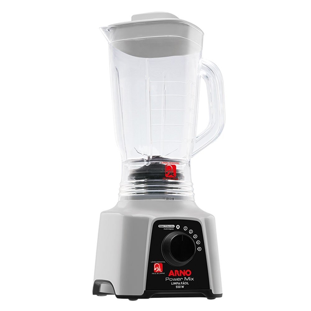 Liquidificador Arno LQ31 Power Mix | Limpa Fácil, Copo Cristal e 5 Velocidades + Pulsar, 550W, Cinza, 220V