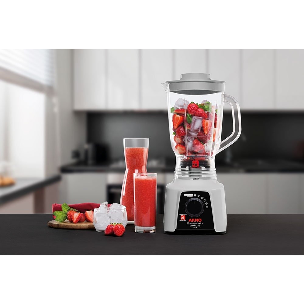 Liquidificador Arno LQ31 Power Mix | Limpa Fácil, Copo Cristal e 5 Velocidades + Pulsar, 550W, Cinza, 220V