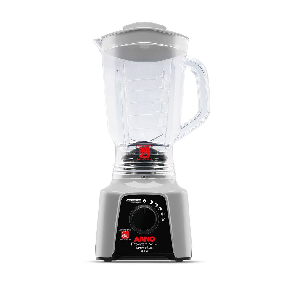 Liquidificador Arno LQ31 Power Mix | Limpa Fácil, Copo Cristal e 5 Velocidades + Pulsar, 550W, Cinza, 220V