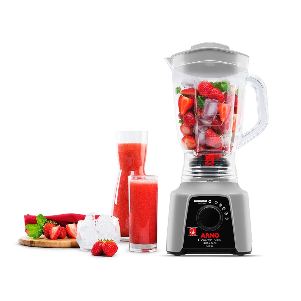 Liquidificador Arno LQ31 Power Mix | Limpa Fácil, Copo Cristal e 5 Velocidades + Pulsar, 550W, Cinza, 220V