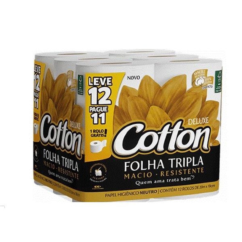 Papel Higienico Cotton Folha Tripla 12 pague 11