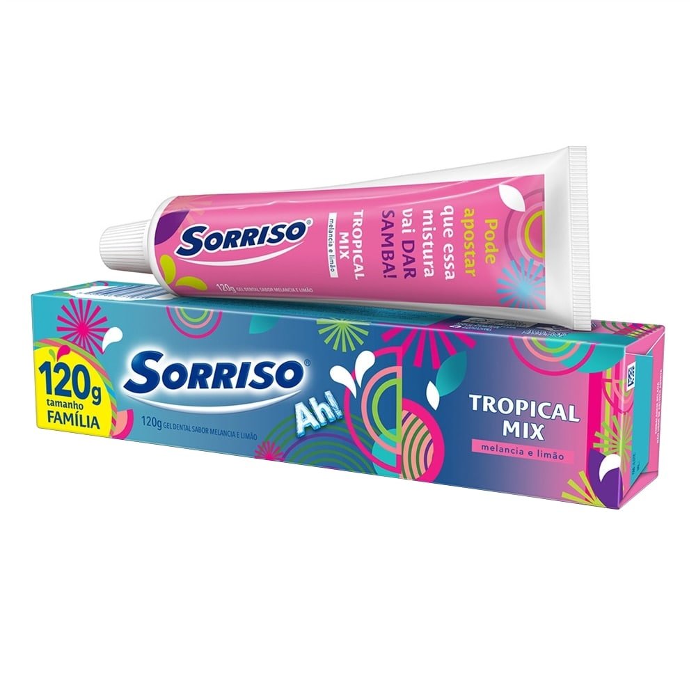 Creme Dental Sorriso Mix Tropical 120g Embalagem com 12 Unidades