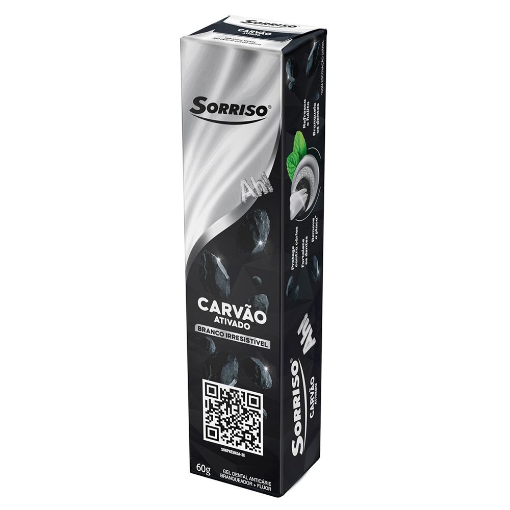Creme Dental Sorriso Carvão Ativado - embalagem com 12 Unidades