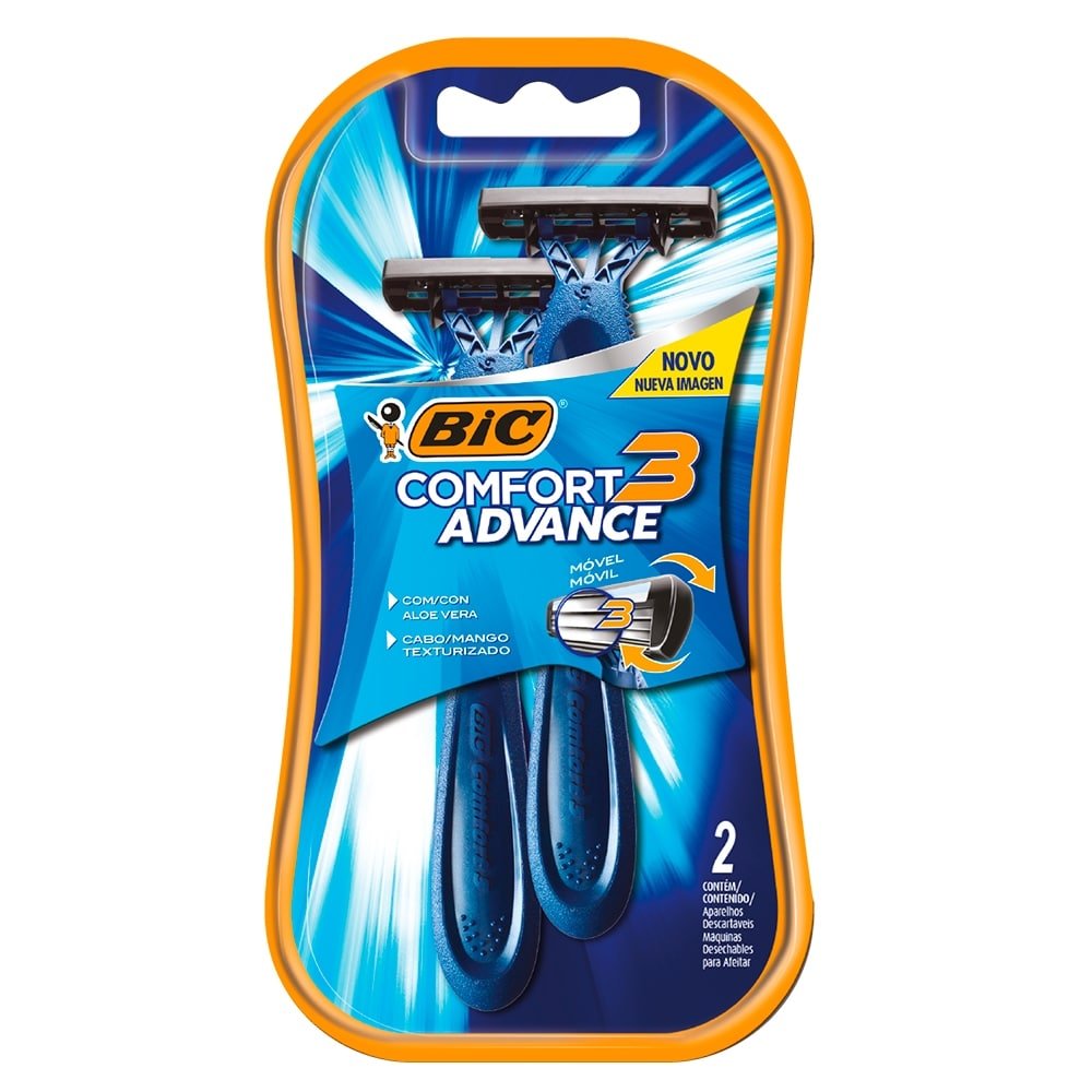 Aparelho Bic Comfort 3 Cabeça Móvel Pele Normal 12 Embalagens com 2 Unidades