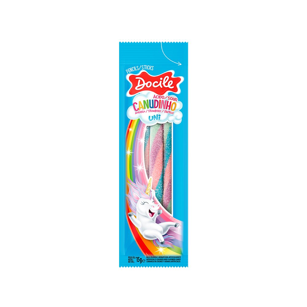 Bala Docile Canudinho Citrico Unicornio 12x15g