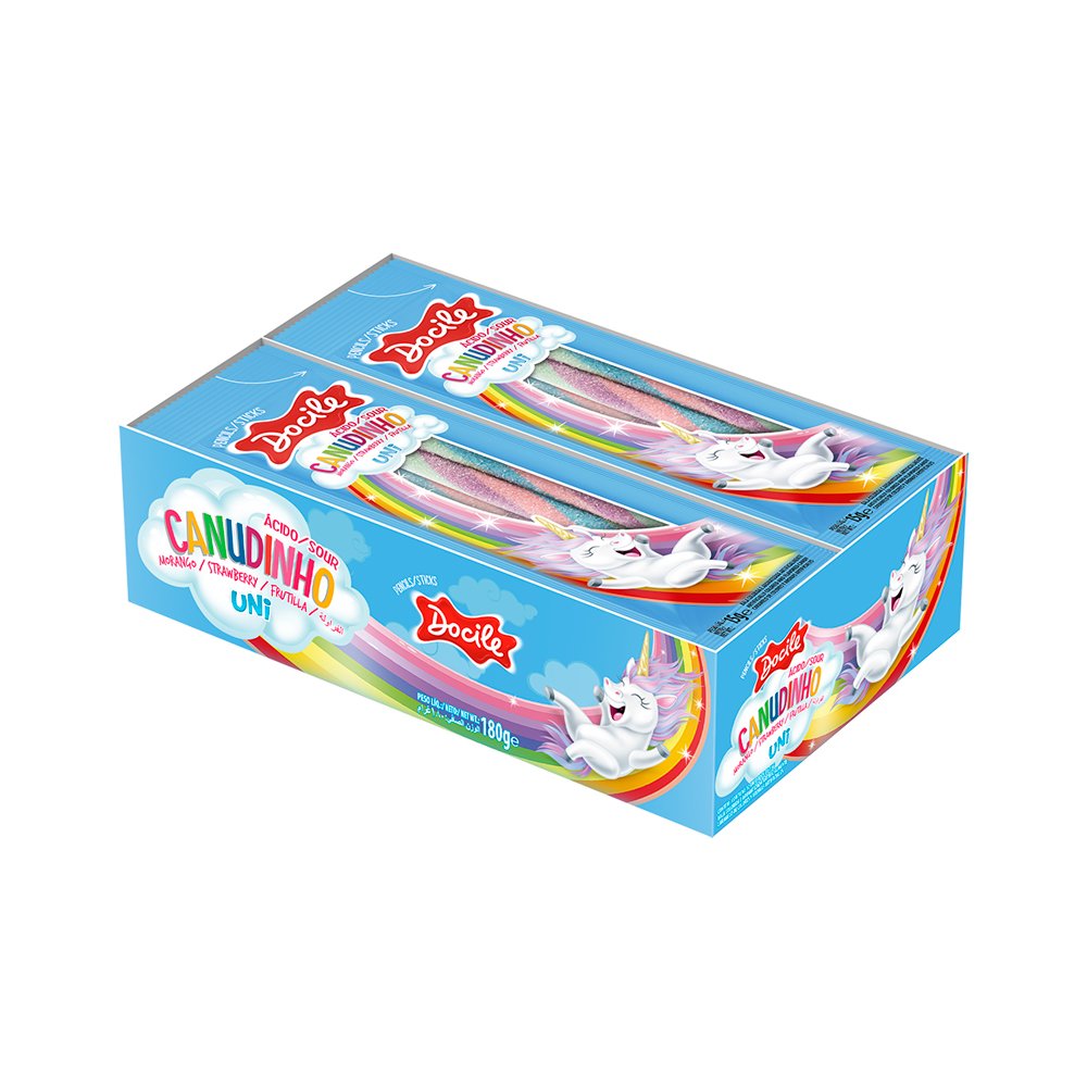 Bala Docile Canudinho Citrico Unicornio 12x15g