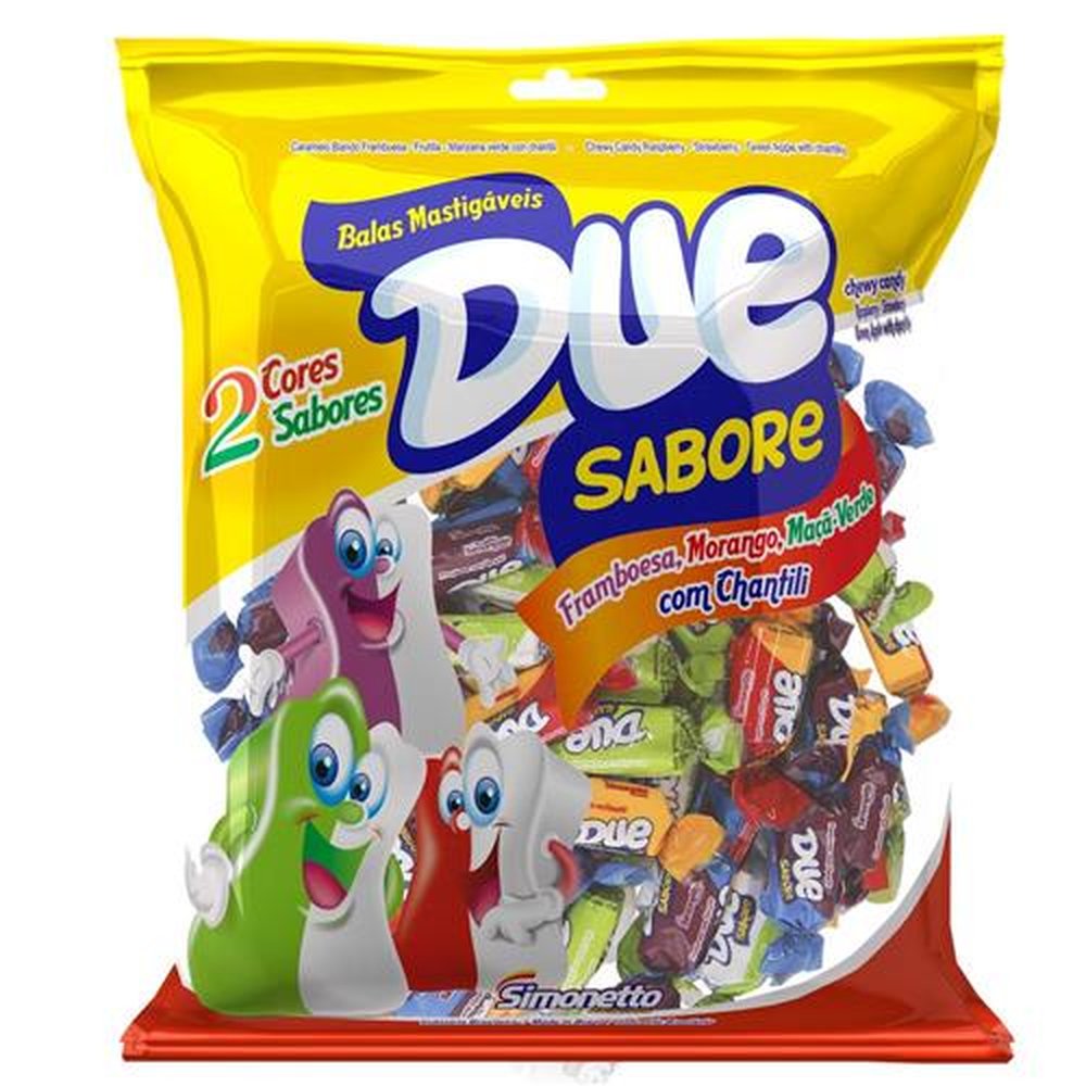 Bala Due Sabore Frutas 120g - Caixa Com 50 Pacotes