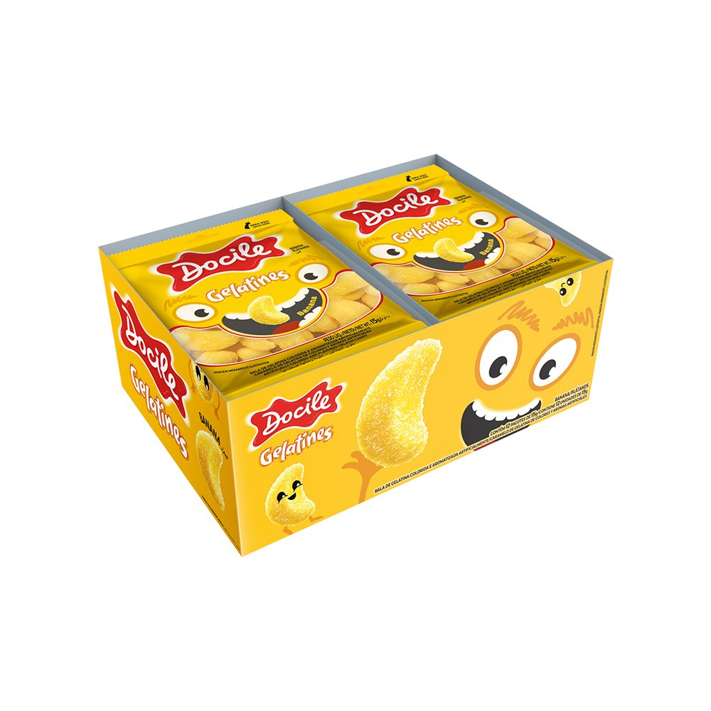 Bala Docile Gelatines Mini Bananas 12x15g