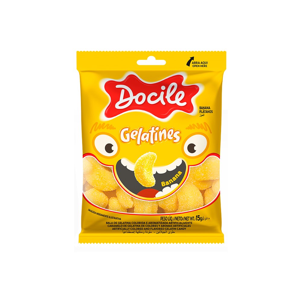 Bala Docile Gelatines Mini Bananas 12x15g