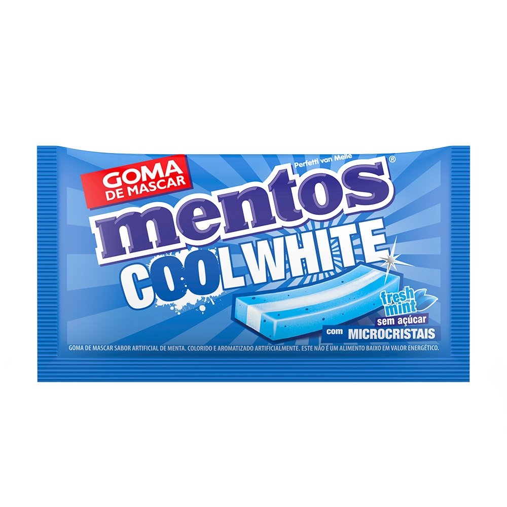 Chiclete Mentos Cool White Peppermint - Caixa com 15 Unidades