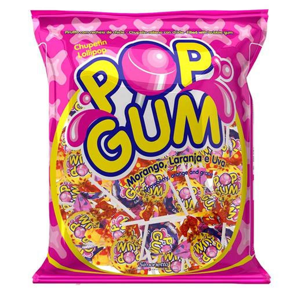Pirulito Pop Gum Sortido 500g (caixa com 18 pacotes)