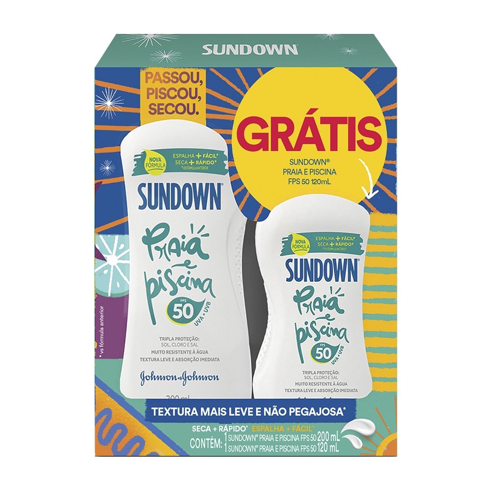 Kit Protetor Sundown Praia & Piscina FPS50 200ml + Sundown FPS50 120ml