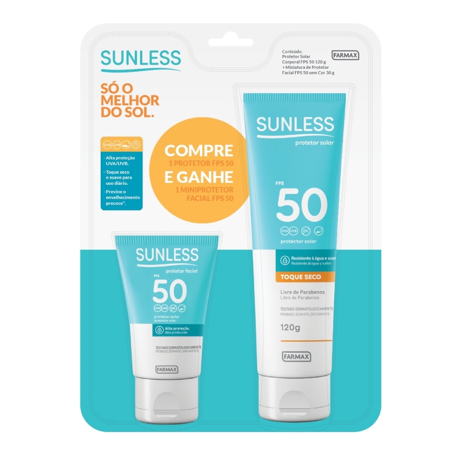 Protetor Solar Sunless FPS50 120g + Protetor Facial FPS50 30g