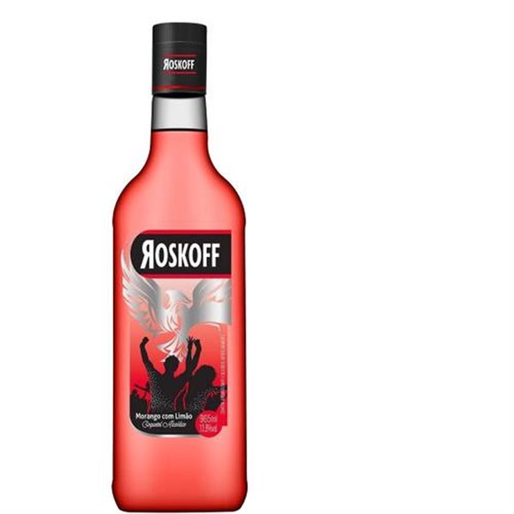 Vodka Roskoff Morango com Limão 965ml - Caixa com 12 unidades.