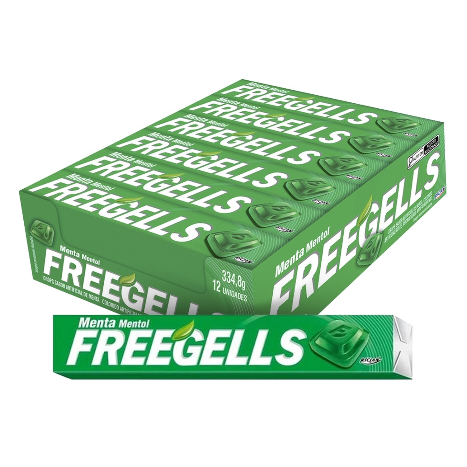 Drops Freegells Play Menta 27,9g - Embalagem com 12 Unidades