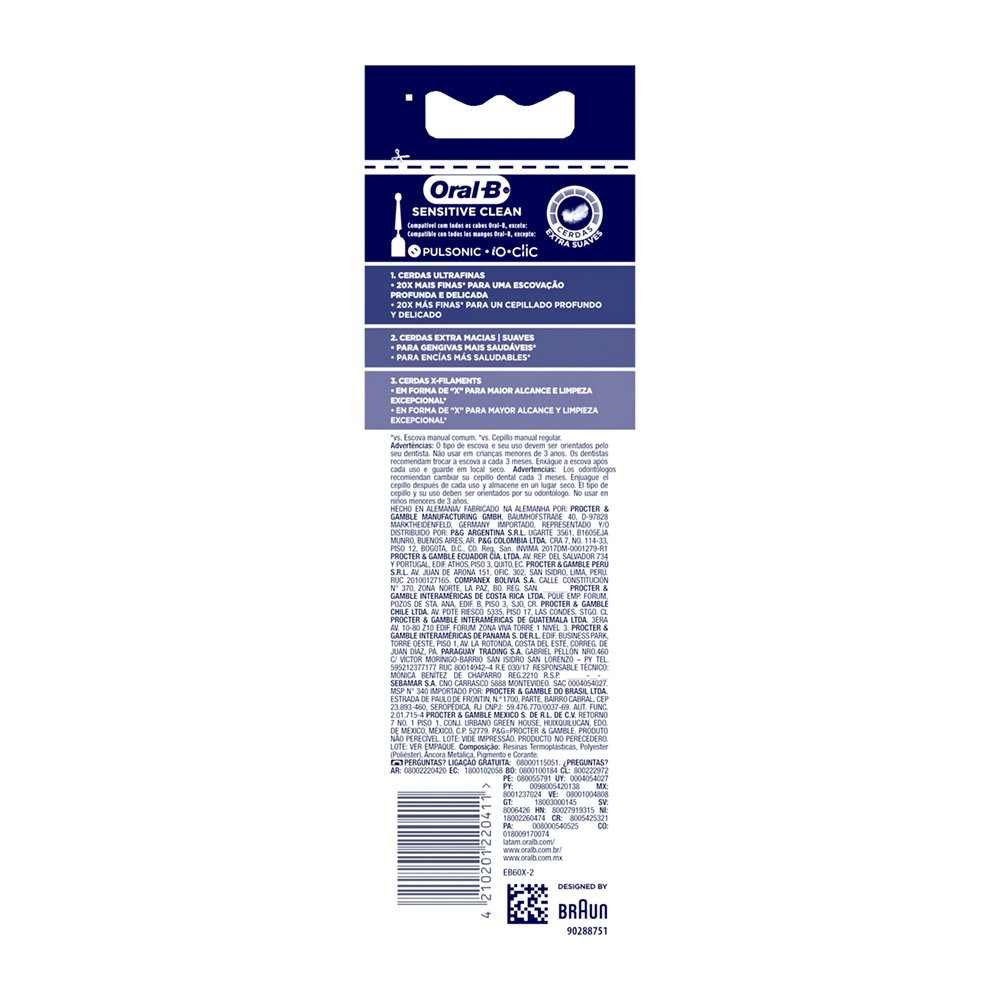 Refil Escova Elétrica Oral B Sensitive Clean - Embalagem com 2 Unidades