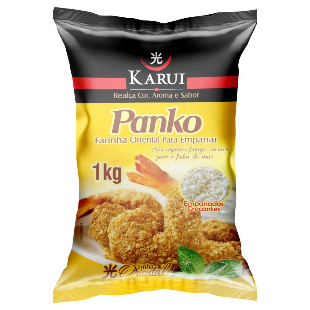 Farinha Panko Karui 1kg - Embalagem contém 10 pacotes