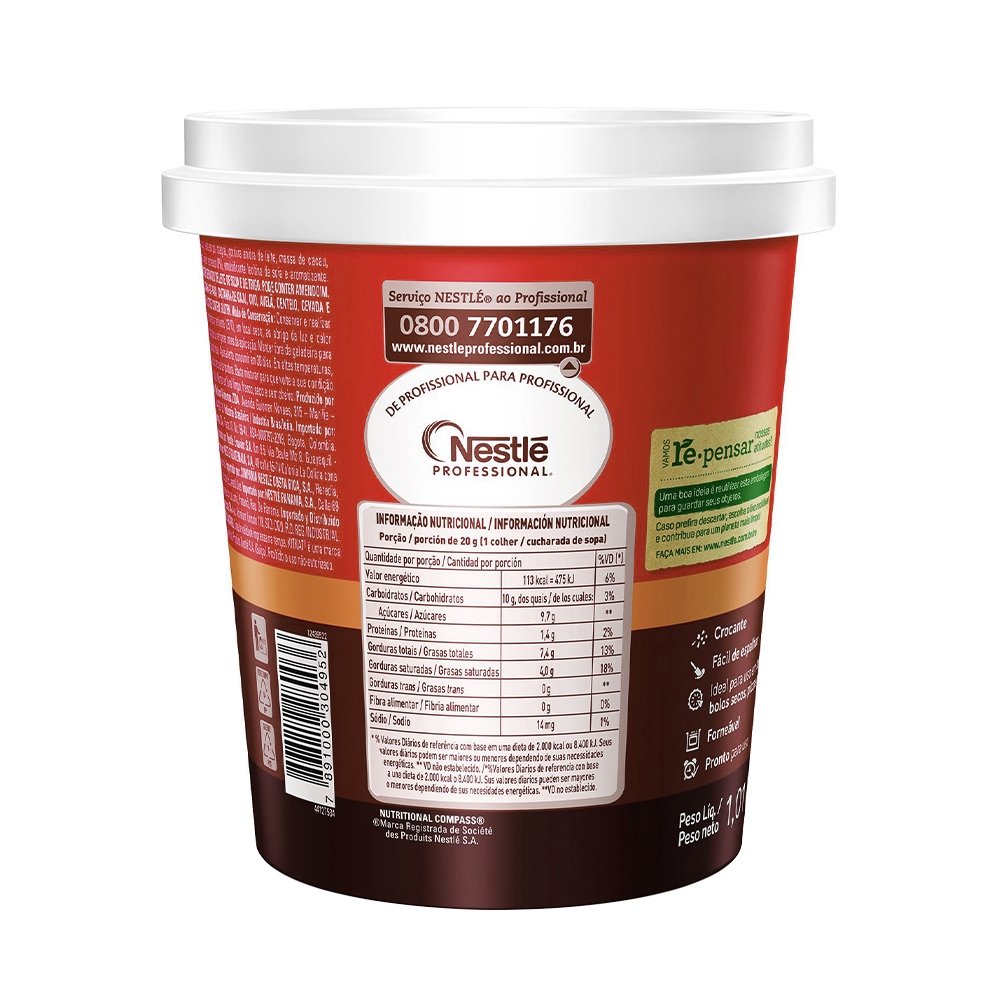 Pasta Cremosa Nestlé para Recheio e Cobertura - Kit Kat Chocolate Pote 1,01kg